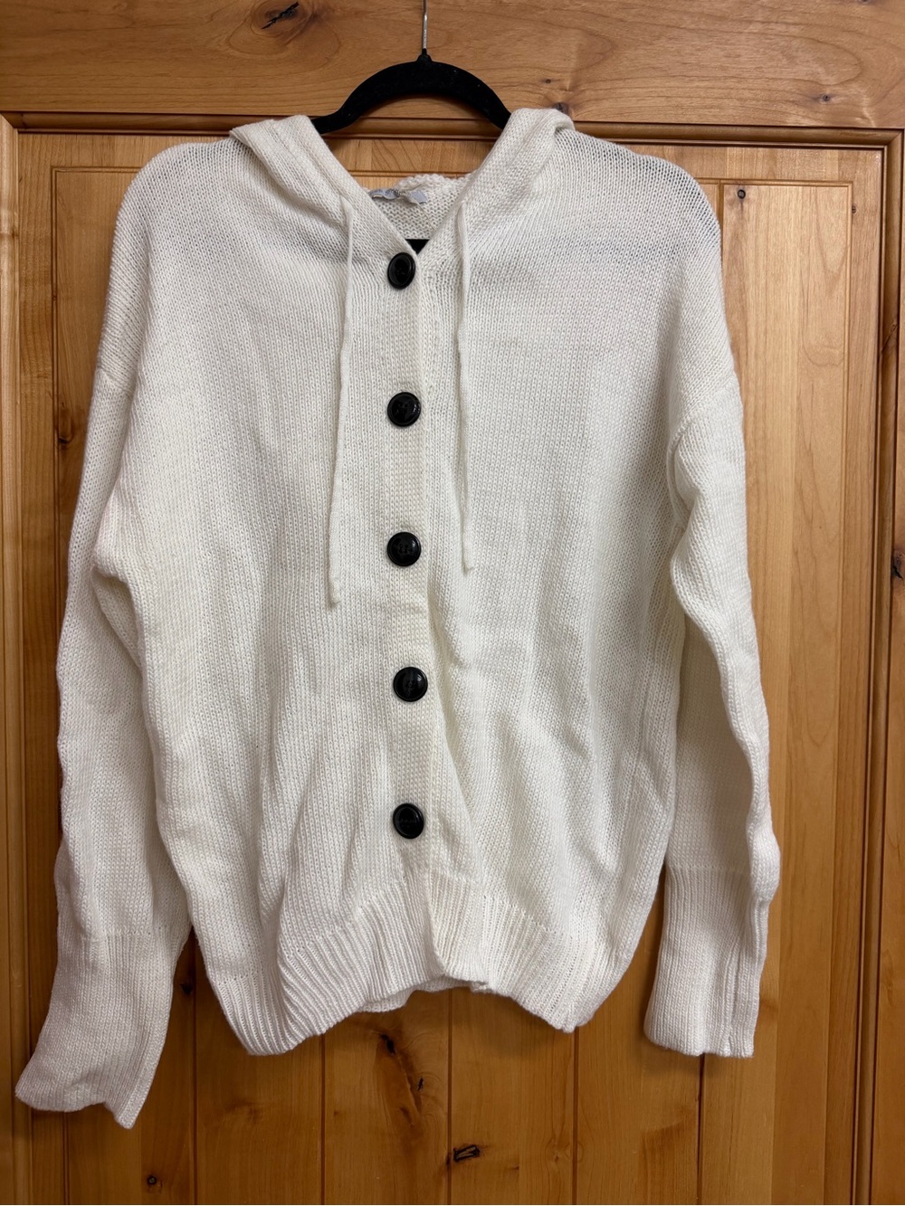 Women's Cream Hooded Button-Up Sweater